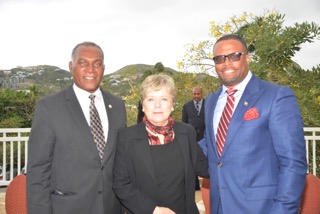 (l-r) Acting Prime Minister of St. Kitts and Nevis Hon. Vance Amory, Executive Secretary of the Economic Commission of Latin America and the Caribbean Ms. Alicia Bárcena and Minister of Foreign Affairs and Aviation Hon. Mark Brantley